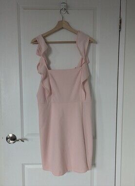 BCBG Blush Pink Ruffle Strap Mini Dress Size L